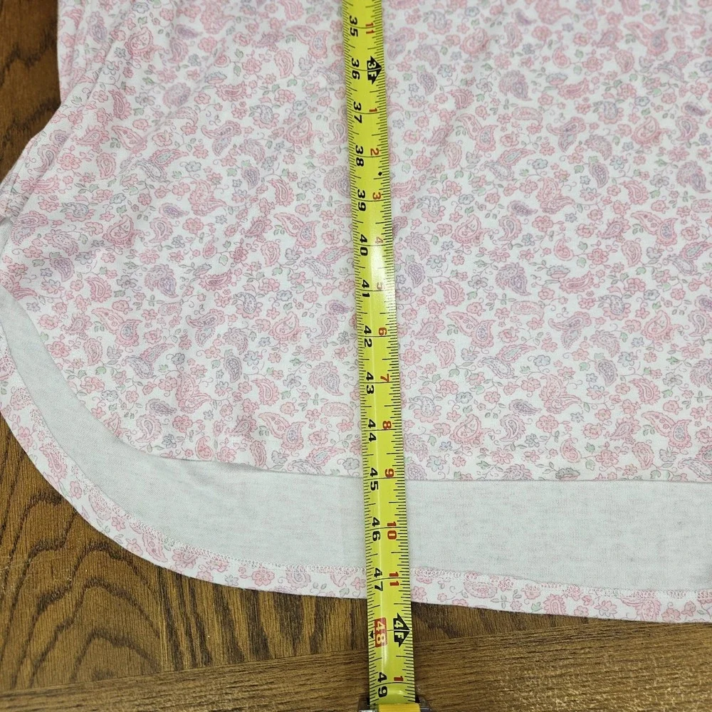 Miss Elaine Nightgown XL Pink Floral Paisley Long Cap Sleeve Lace Trim Maxi - Picture 14 of 16